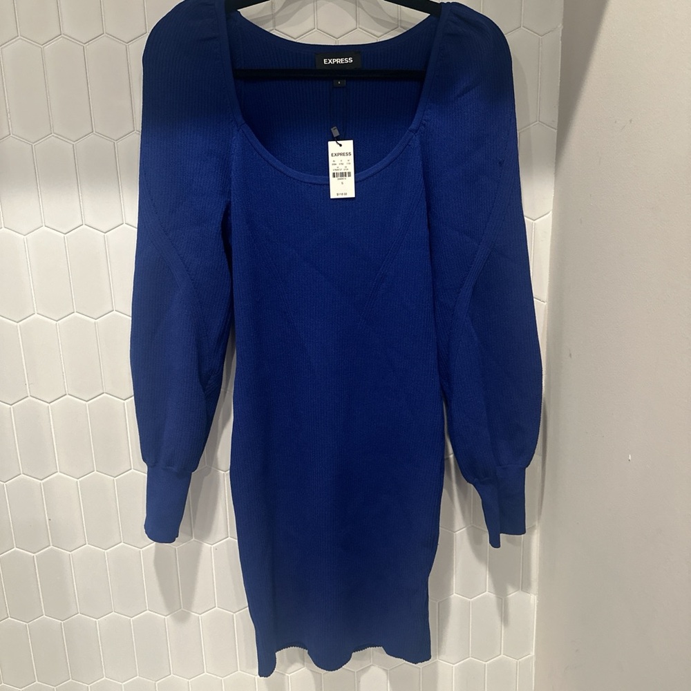 Express Royal Blue Ribbed Dress